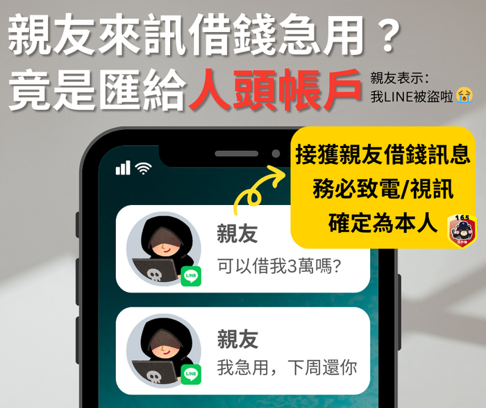 親友來電借錢急用，竟是匯給人頭帳戶。圖片